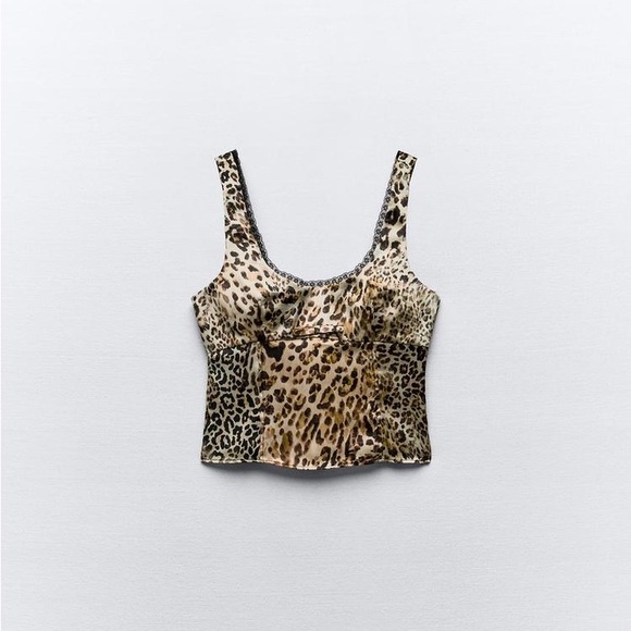 Zara Tan and Brown Leopard Print Tank Top - Picture 3 of 6